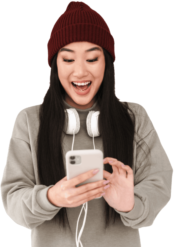 Small business owner excited about digital marketing results