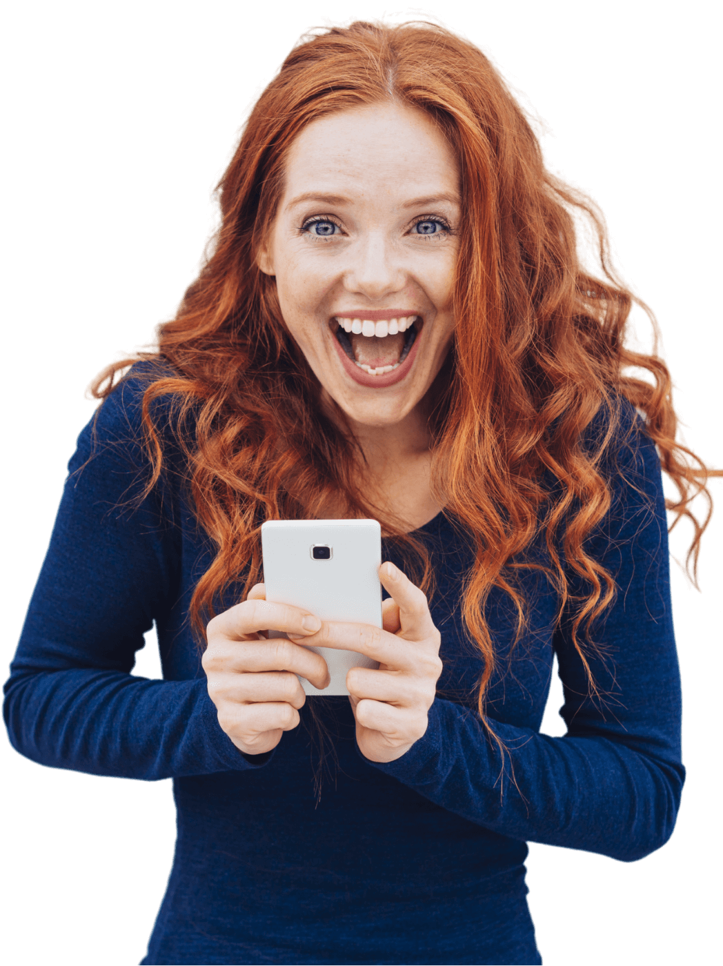 Woman happy about AI podcast