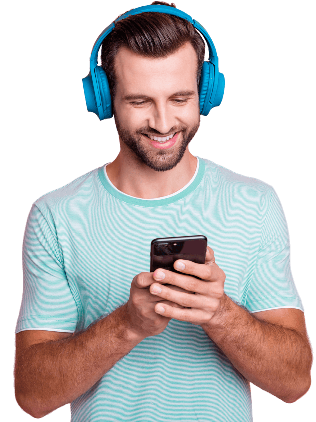 Man is listening a podcast