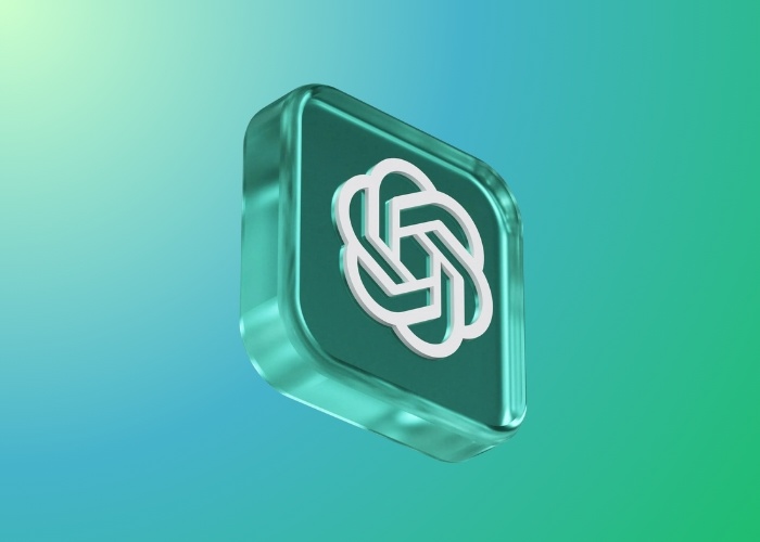 3D logo depicting AI tools on gradient background in Los Angeles setting