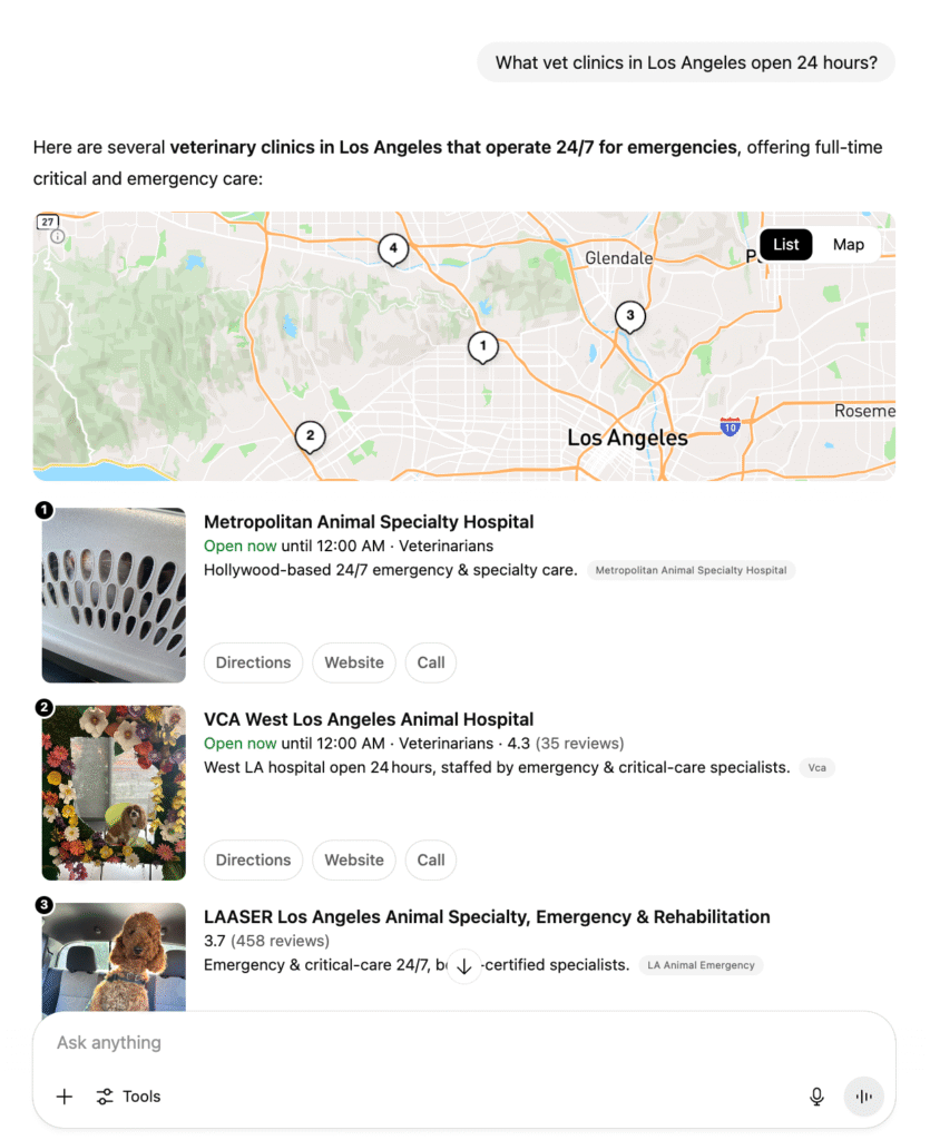 chatgpt answer local question