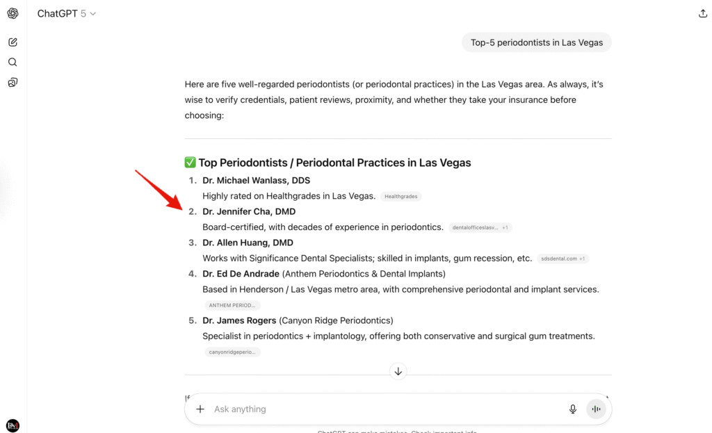 dentist ai visibility proof in chatgpt