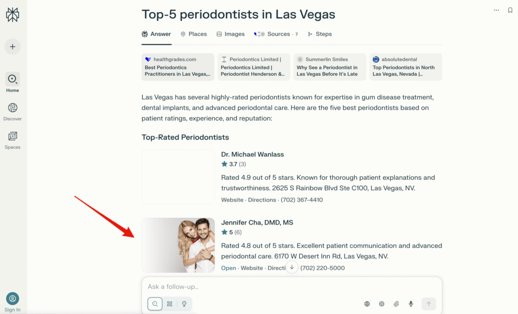dentist ai visibility proof in perplexity