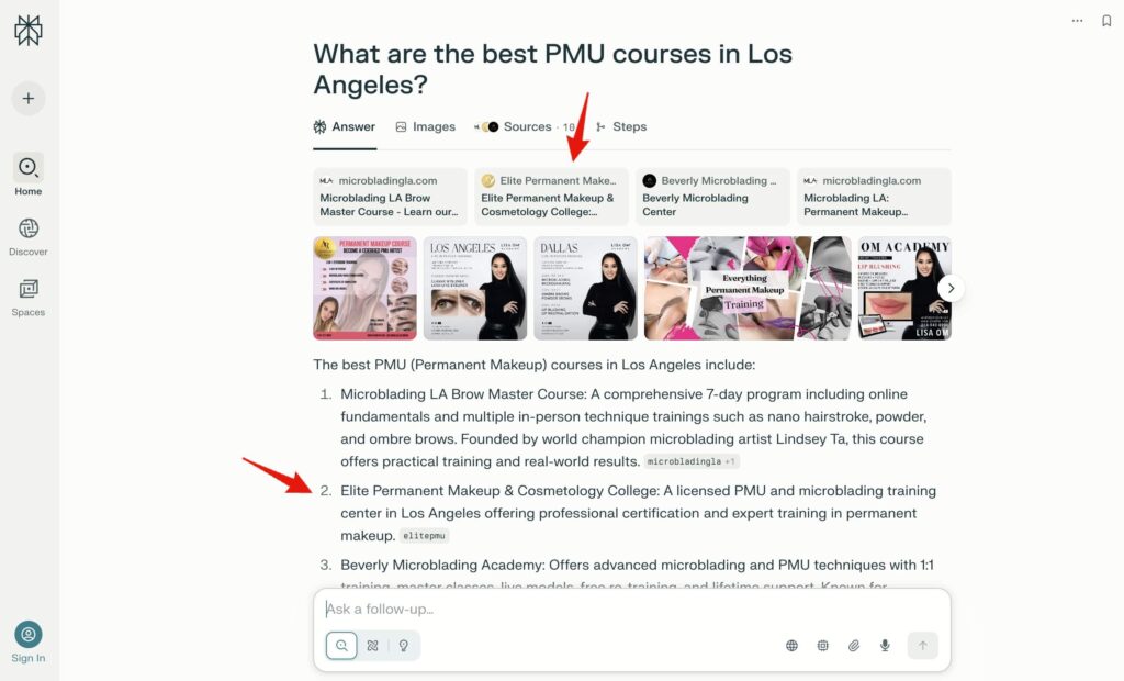 pmu college ai visibility proof in perplexity