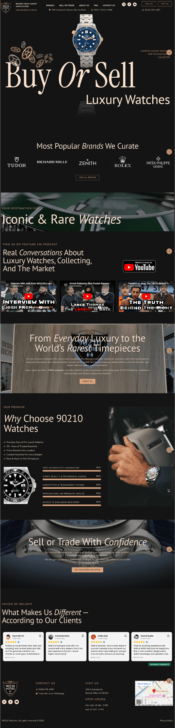 luxury watches website - web design portfolio